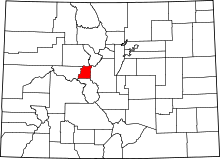 Map of Colorado highlighting Lake County