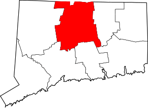 Map of Connecticut highlighting Hartford County