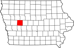 Map of Iowa highlighting Carroll County