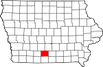 Map of Iowa highlighting Clarke County