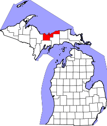 State map highlighting Alger County
