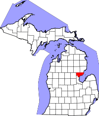 State map highlighting Arenac County