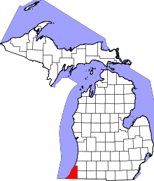 State map highlighting Berrien County