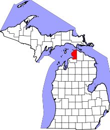 State map highlighting Emmet County