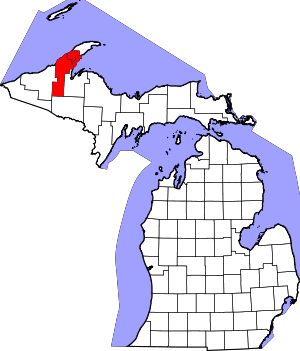 State map highlighting Houghton County