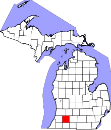 State map highlighting Kalamazoo County