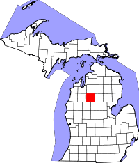 State map highlighting Missaukee County