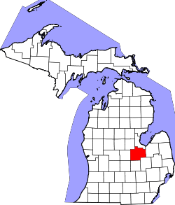 State map highlighting Saginaw County