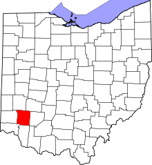 Map of Ohio highlighting Warren County