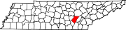 Map of Tennessee highlighting Bledsoe County