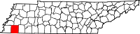 Map of Tennessee highlighting Fayette County