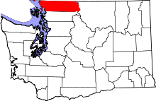 Map of Washington highlighting Whatcom County